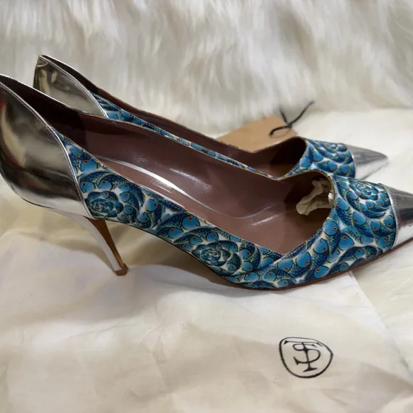 Tabitha Simmons Blue and Silver Floral Heels - Picture 9 of 10